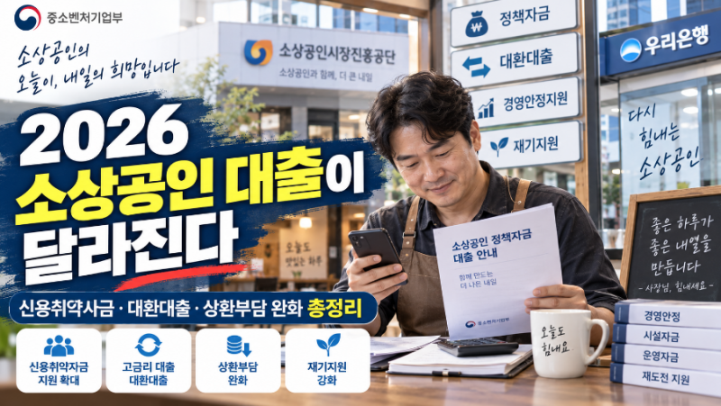 2026소상공인 대출이 달라진다｜정책 자금·저금리 대환·상환 부담 완화 총정리