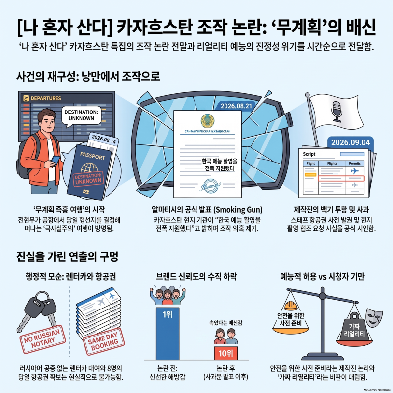 [맥락뉴스] '나혼산' 전현무 카자흐스탄 여행 조작 파문 전말: 렌터카 공증·항공권부터 방심....