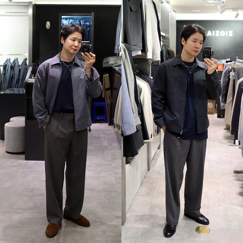 지오지아 매장에서 주우재 남자 스웨이드 가죽자켓으로 가을 데일리룩 코디하기