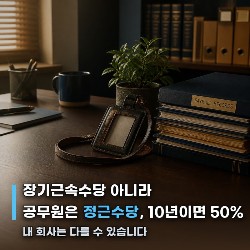 장기근속수당 아니라 정근수당입니다, 공무원 10년 이상 월봉급 50%