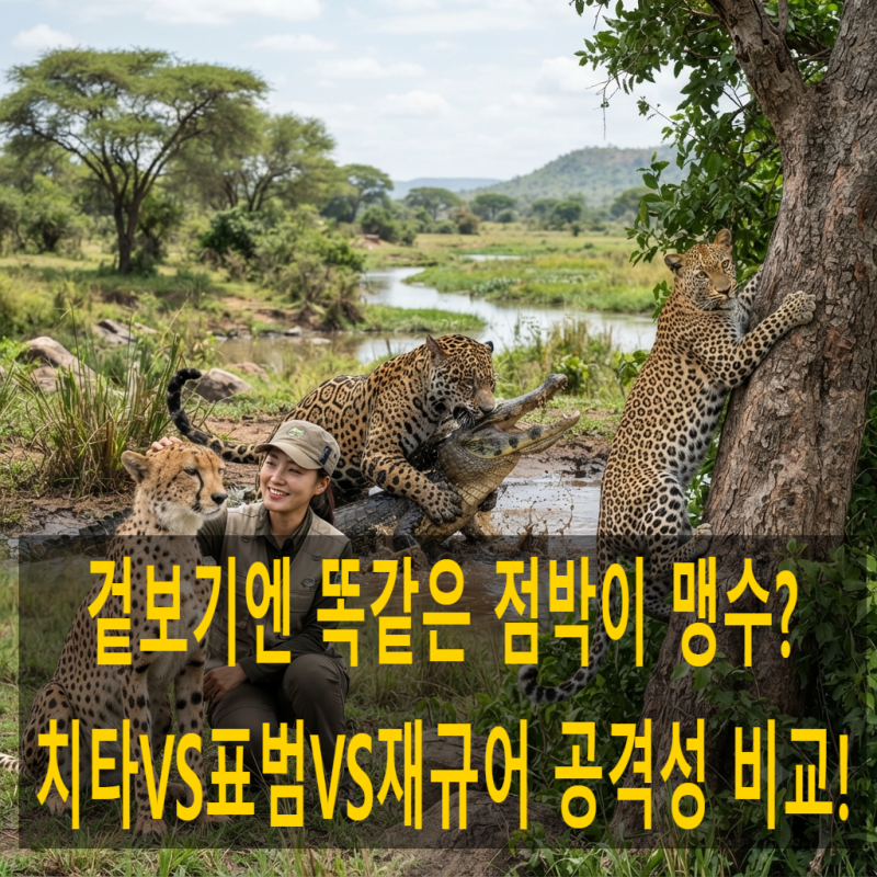 대형 고양이과 맹수 치타 표범 재규어 전투력 비교
