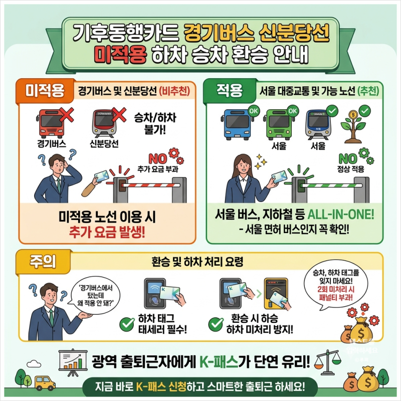 기후동행카드 경기버스 신분당선 미적용 하차 승차 환승