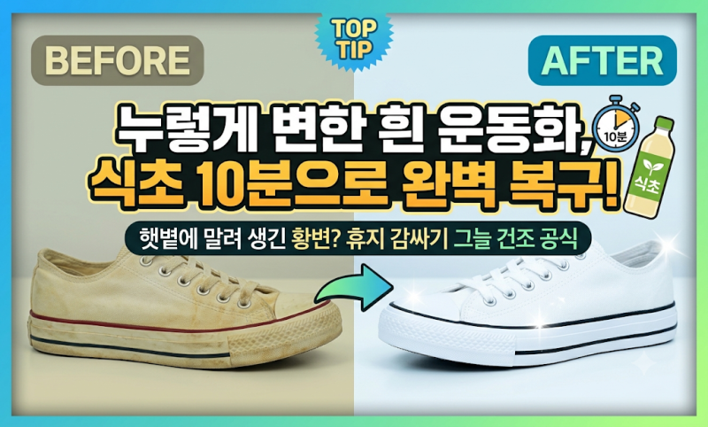 흰 운동화 황변 제거 방법 식초 세탁 및 휴지 건조 꿀팁 총정리