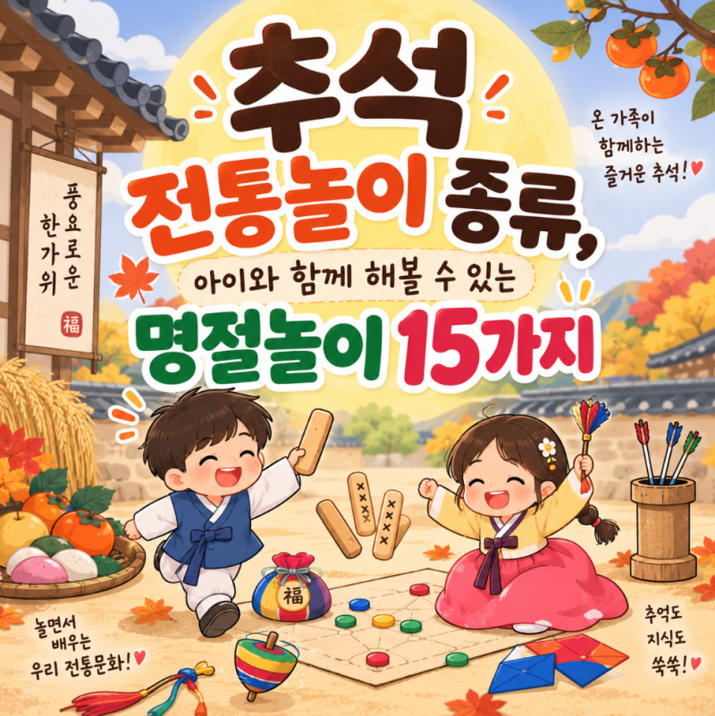추석 전통놀이 종류, 아이와 함께 해볼 수 있는 명절놀이 15가지