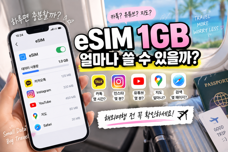 eSIM 1GB는 얼마나 쓸 수 있을까? 해외여행 하루 데이터 사용량 정리
