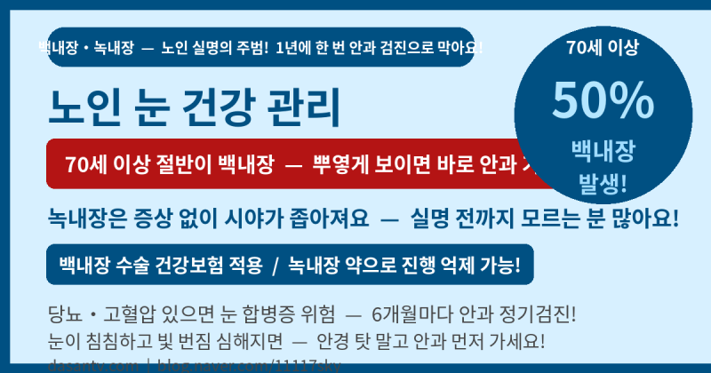 눈이 침침하고 뿌옇게 보이세요? — 백내장·녹내장, 방치하면 실명까지 가요!