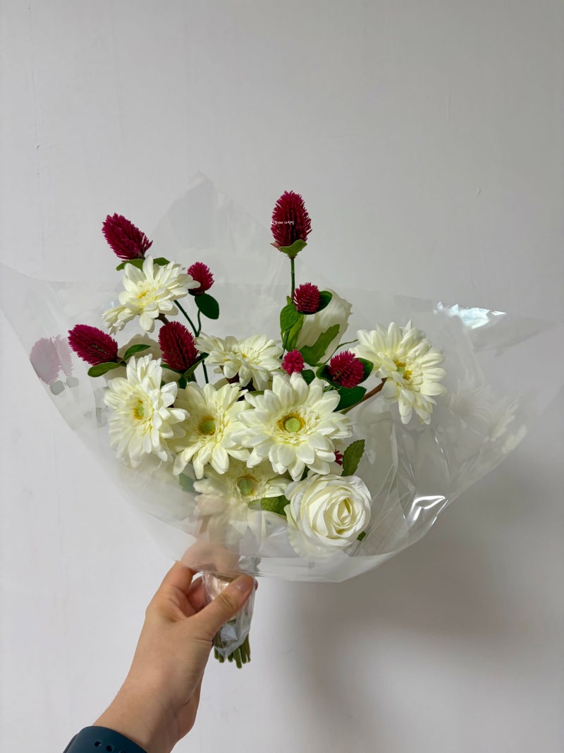 W.18 l 야외스냅, 웨딩촬영 조화부케 슈슈그린 구매 후기!!