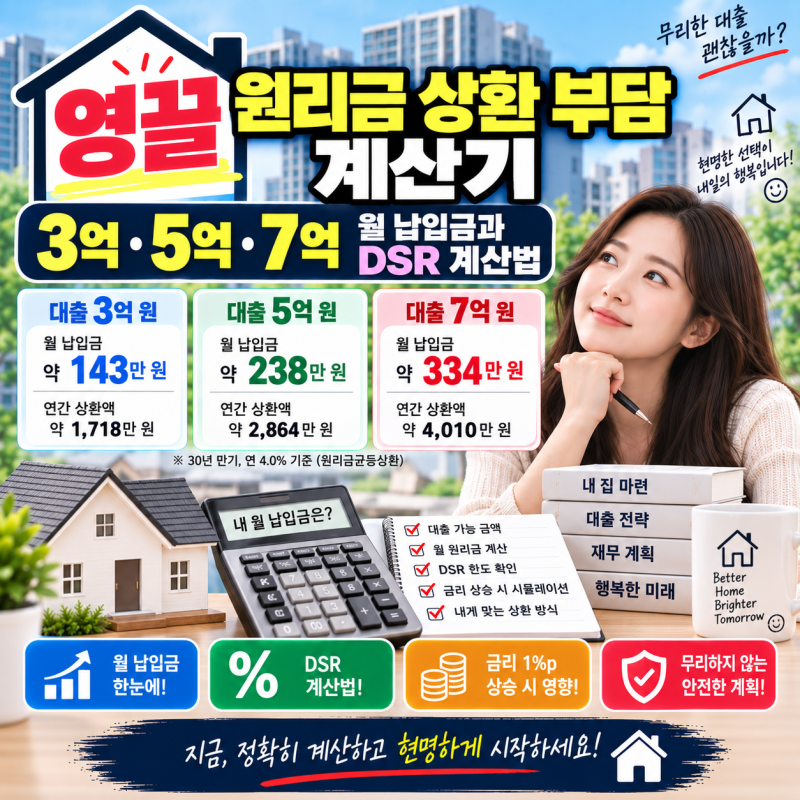 영끌 원리금 상환 부담 계산기: 대출액별 월 납입금과 실질 DSR 계산법