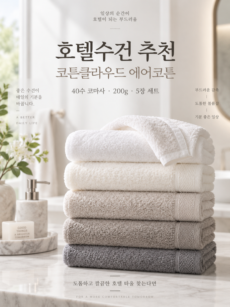 호텔수건 추천, 40수 코마사 200g 고를 때 확인한 기준