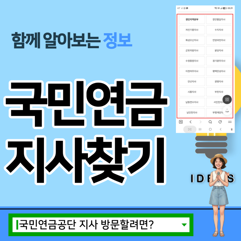 국민연금공단 지사 찾기, 방문하려는 공단 정보 살펴보기