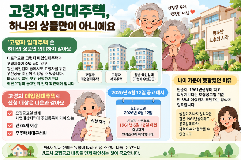 2026 고령자 임대주택 조건 총정리 간편 확인(나이, 소득기준)