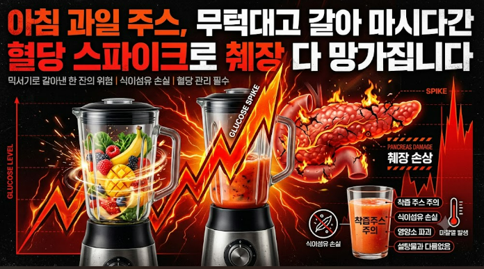 아침 과일 주스, 무턱대고 갈아 마시다간 혈당 스파이크로 췌장 다 망가집니다