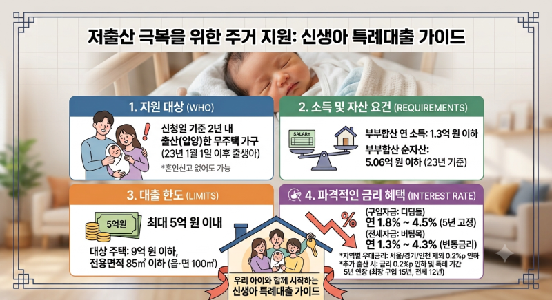 2026 신생아 특례대출 조건 한도 금리 기간 총정리 (+디딤돌 버팀목 대환까지)