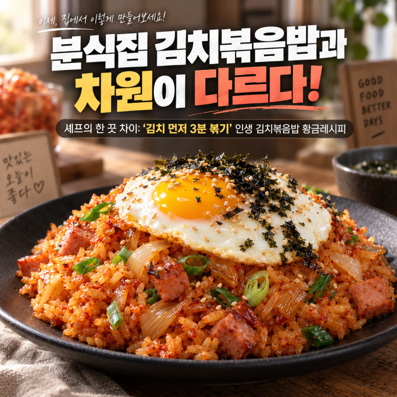 "분식집 맛이 안 나는 이유" 김치볶음밥 레시피 밥 넣기 전 양념 볶기