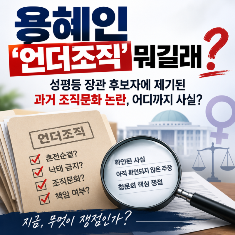 “용혜인 ‘언더조직’ 뭐길래?”…성평등 장관 후보자에 제기된 과거 조직문화 논란, 어디....