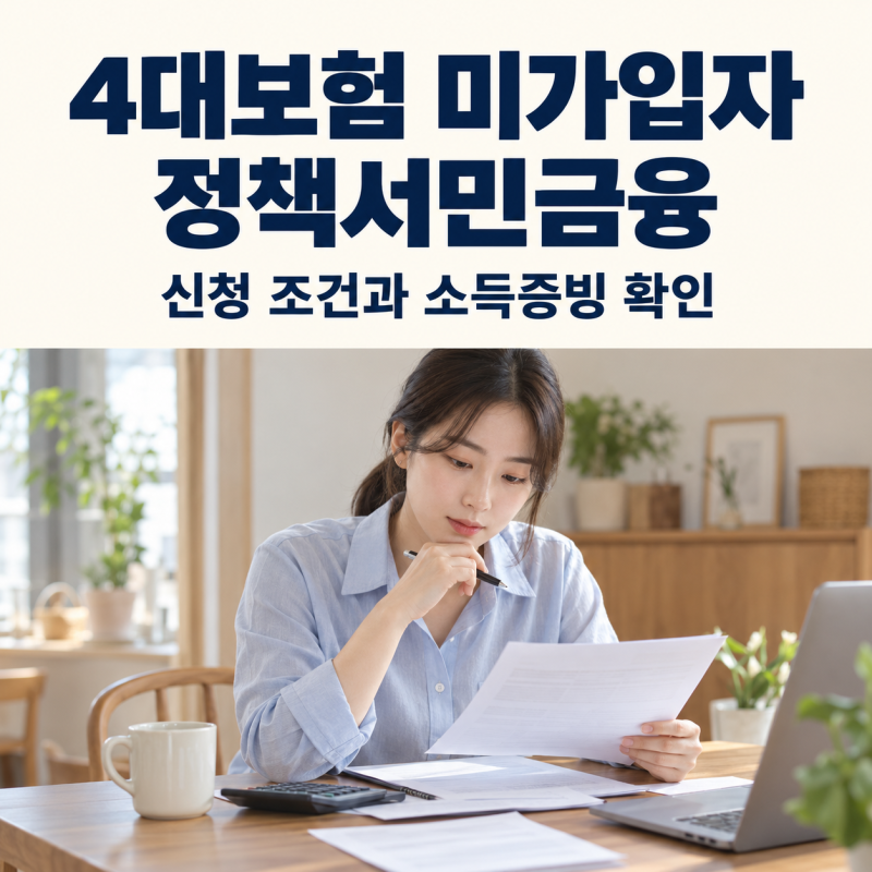 4대보험 미가입자 정책서민금융, 신청 조건과 소득증빙 서류 정리
