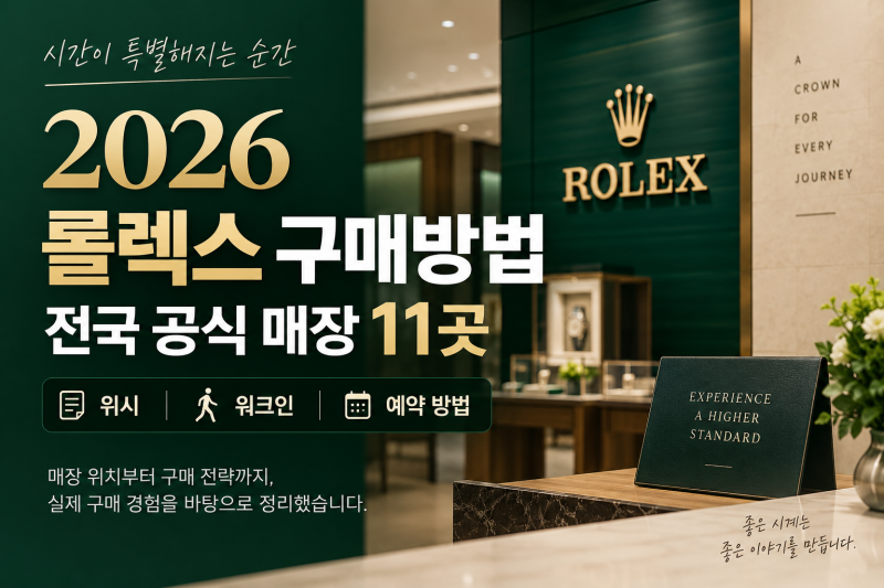 2026 롤렉스 구매방법 총정리｜전국 공식 매장 11곳·위시·워크인·예약 방법