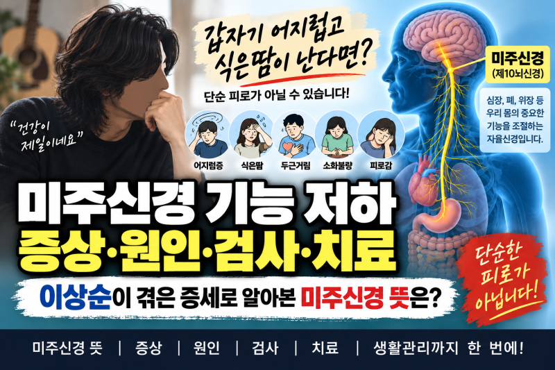 미주신경 기능 저하 증상·원인·검사·치료 총정리, 이상순이 겪은 증세와 미주신경 뜻은?