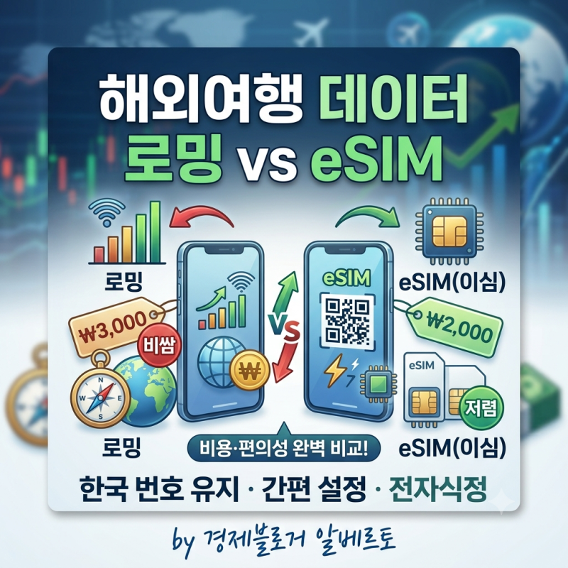 해외여행 데이터 준비! 해외 로밍 vs eSIM(이심) 장단점 완벽 비교 (추천 대상 정리)