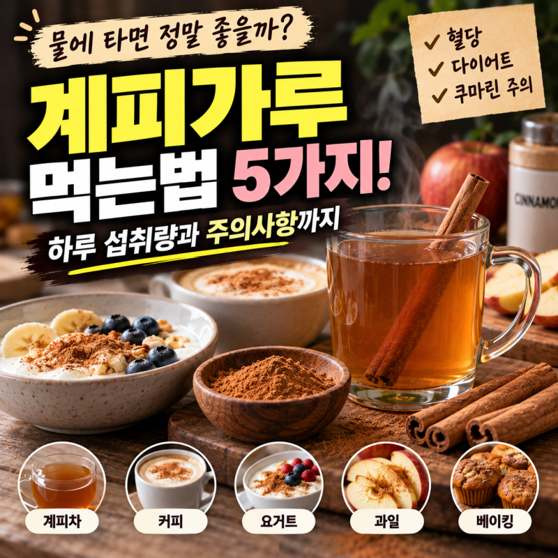 계피가루 먹는법은? 물, 커피, 요거트 등 음식 활용 활용법과 하루 섭취량 및 주의사항 총정....