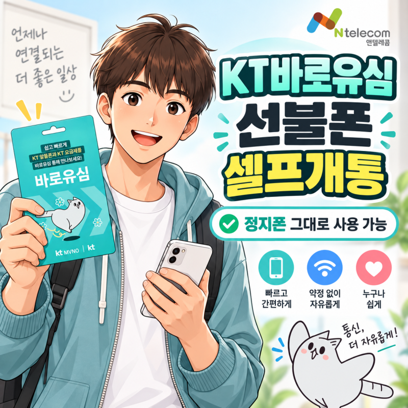KT바로유심으로 선불폰 셀프 개통 하는 방법, 정지폰 그대로 사용