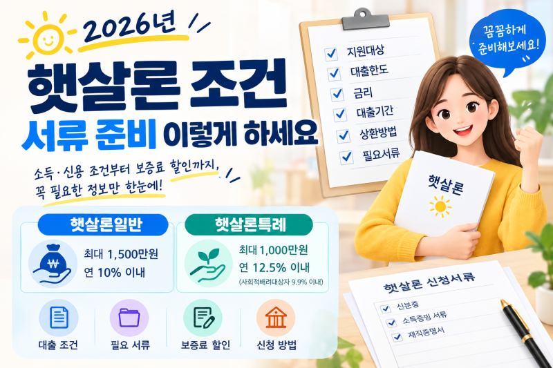 2026년 햇살론 조건 서류 준비 이렇게 하세요