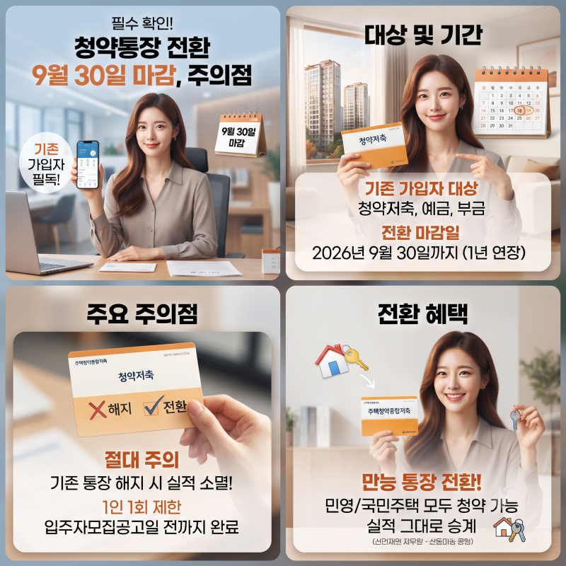 청약통장 전환 9월 30일 마감 주의점과 실적 승계  총정리 (+ 주택청약종합저축, 전환방법)