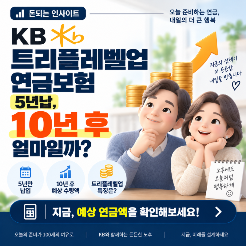 KB 트리플레벨업 연금보험 5년납, 10년 후 얼마일까?