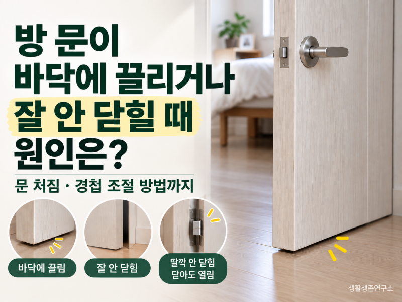 방 문이 바닥에 끌리거나 잘 안 닫힐 때 원인은? 문 처짐·경첩 조절 방법