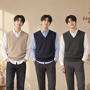 남자 가을 셔츠 레이어드 니트 조끼 조합으로 따뜻하고 센스 있게 입는 법