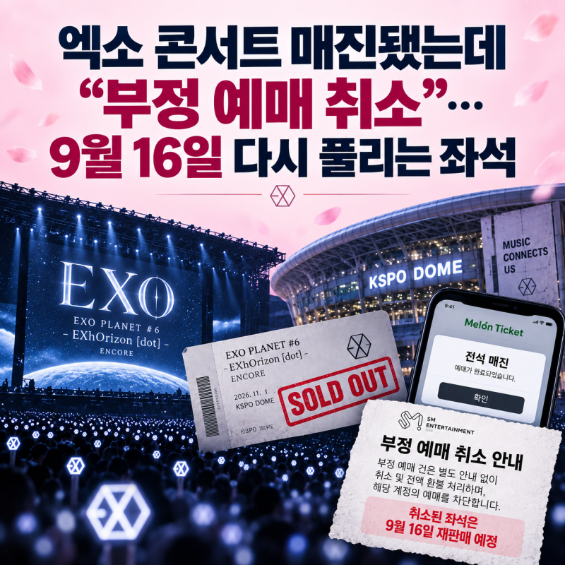 EXOコンサート完売も「不正予約キャンセル」…9月16日に再び座席解放