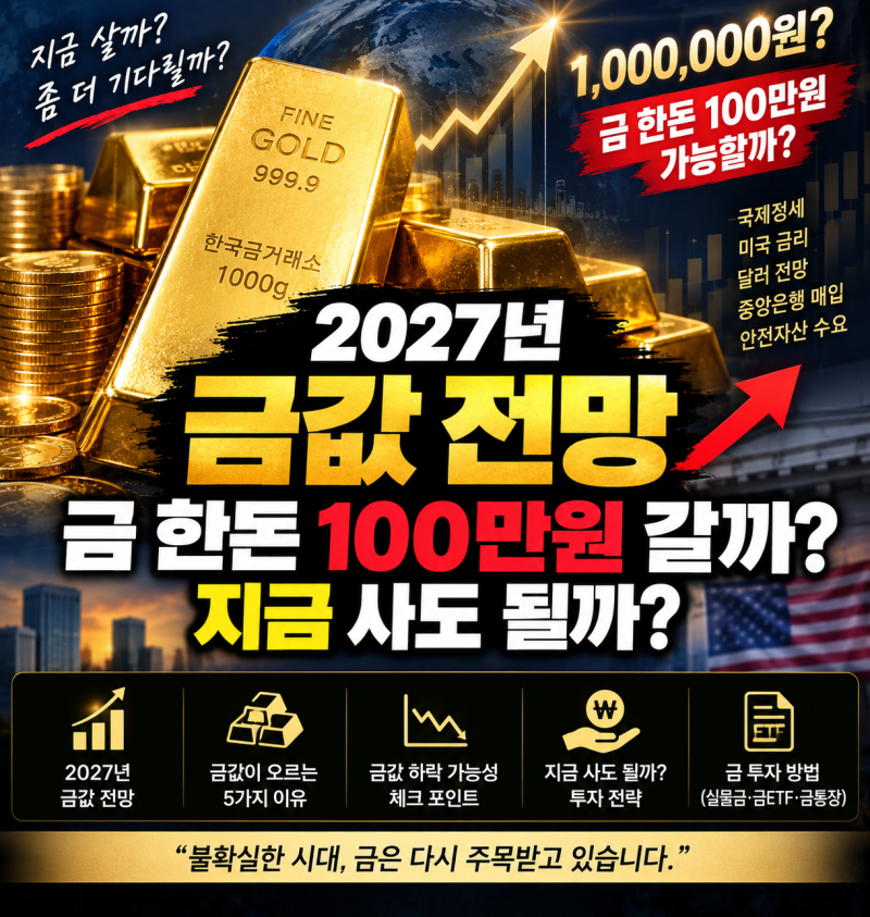 2027년 금값 전망｜금 한돈 100만원 갈까? 지금 사도 될까