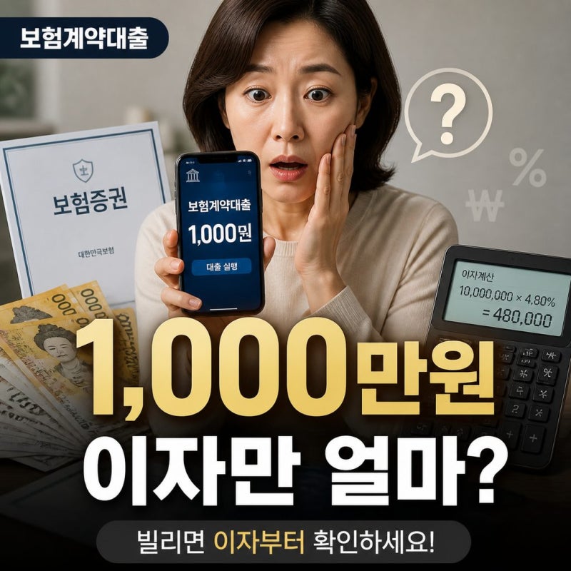 보험계약대출 1,000만원 받으면 이자는 얼마? 금리별 계산해봤습니다