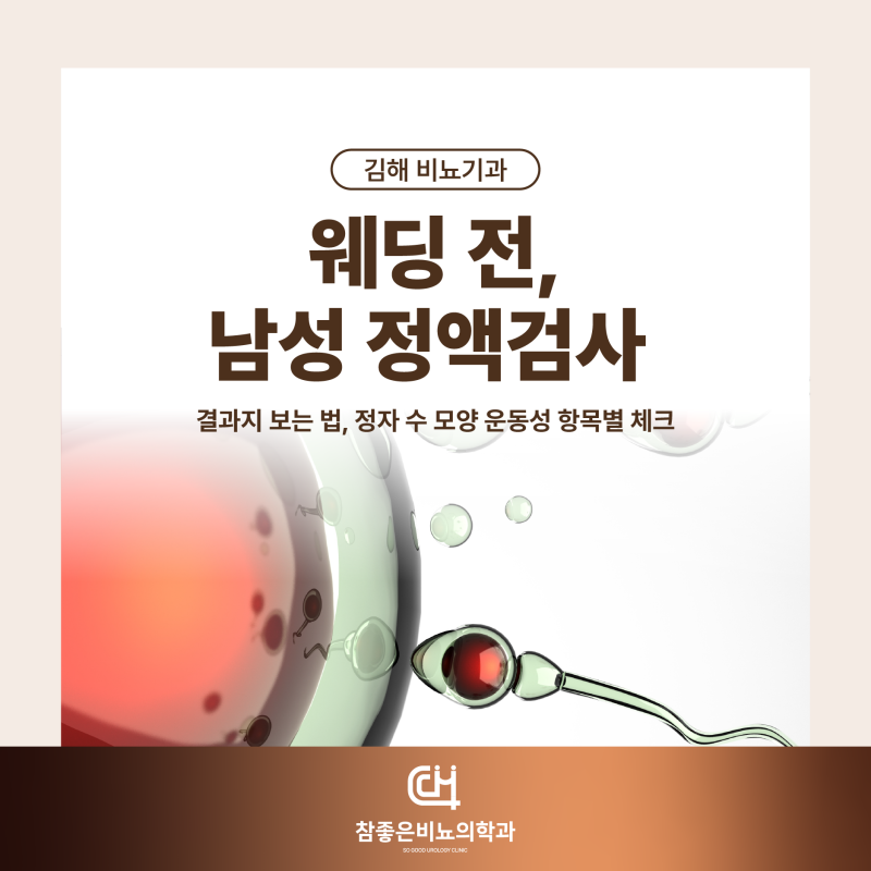 김해 비뇨기과 웨딩 전, 남성 정액검사 결과지 보는 법, 정자 수 모양 운동성 항목별 체크