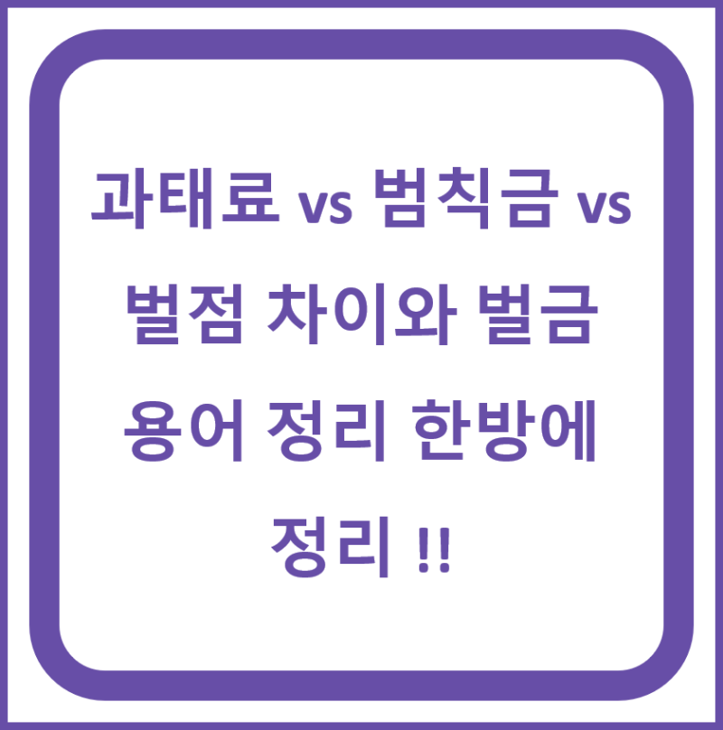 과태료 vs 범칙금 vs 벌점 차이와 벌금 용어 정리 한방에 정리 !!