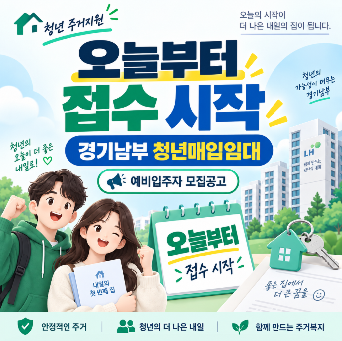 "오늘부터 접수 시작" 경기남부 청년매입임대주택 예비입주자 모집공고 총정리