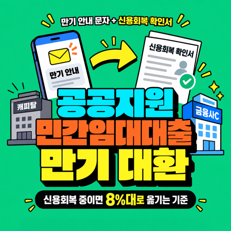 공공지원민간임대대출 만기에 신용회복 중이면 8%대로 옮기는 기준