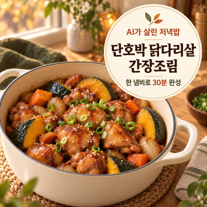 단호박 닭다리살 간장조림~ 초가을 저녁 메인 30분 완성!