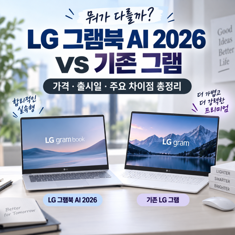 LG 그램북 AI 2026 vs LG 그램 차이점 총정리 가격·출시일·그램