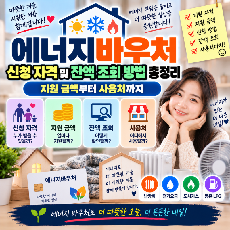 에너지바우처 신청 자격 및 잔액 조회 방법 총정리: 지원 금액부터 사용처까지