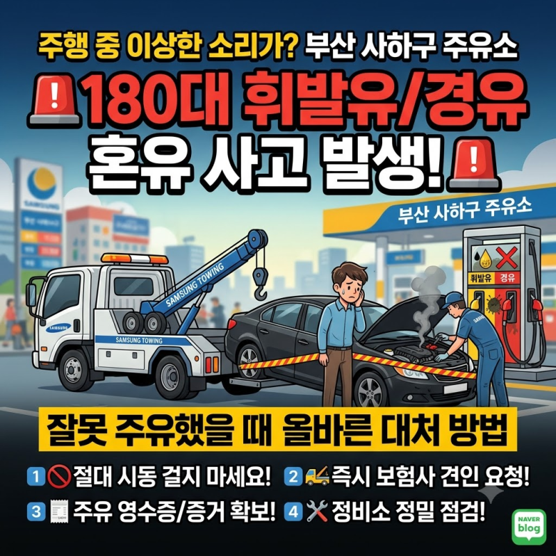 주행 중 이상한 소리가? 부산 사하구 주유소 180대 휘발유 혼유 사고 발생! 잘못 주유했을 때 ....
