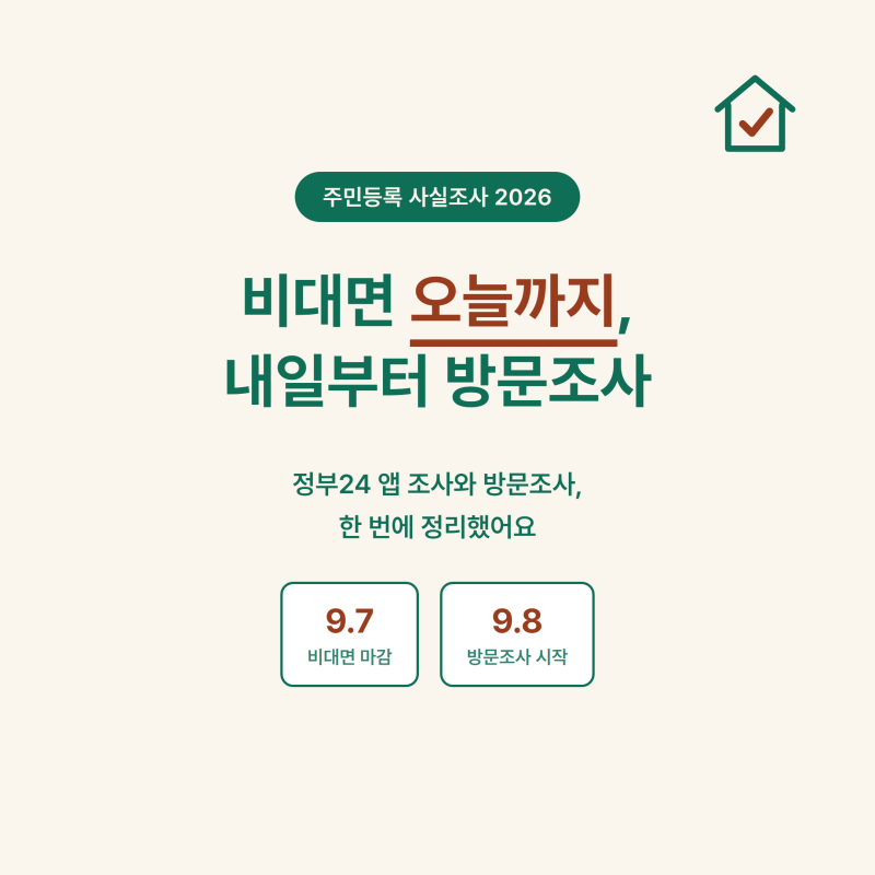 주민등록 사실조사, 비대면 오늘까지 안 하면 내일부터 조사원이 집에 옵니다