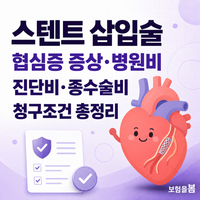 스텐트 삽입술｜협심증 증상·병원비·진단비·종수술비 청구조건 총정리