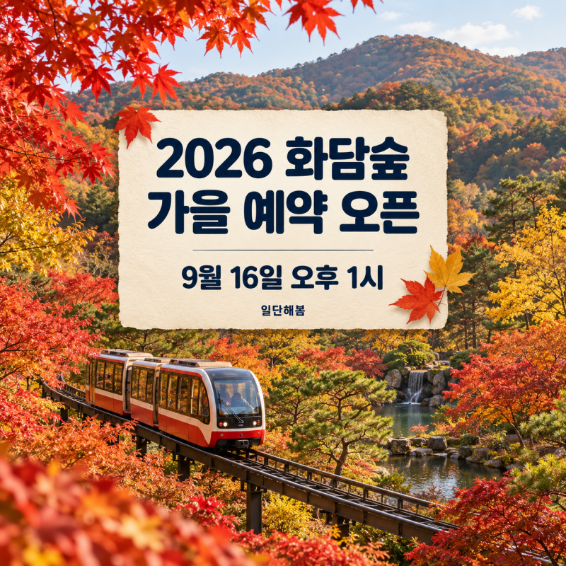 2026 화담숲 단풍 예약, 오후 1시에 뭘 먼저 잡아야 할까｜입장시간·모노레일 예매 순서