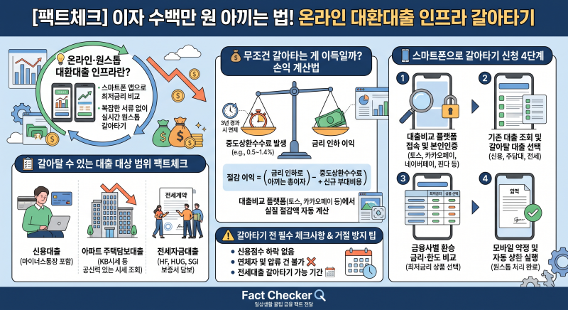 [팩트체크] 이자 수백만 원 아끼는 법! 온라인 대환대출 인프라 주담대·신용대출 갈아타기 ....