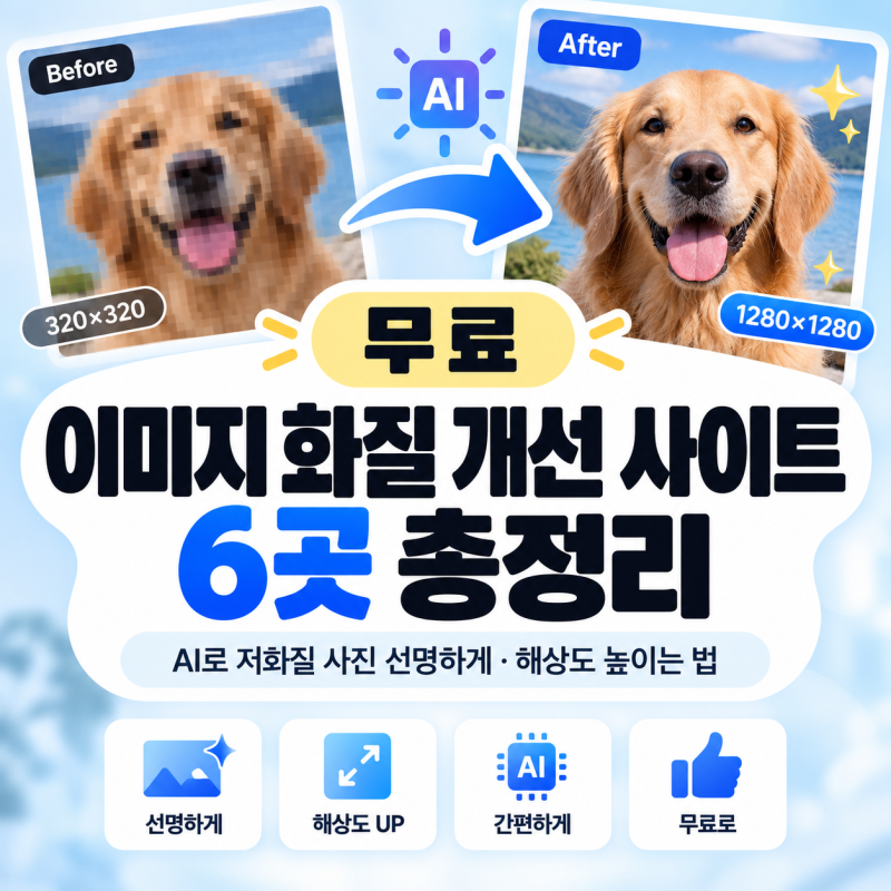 무료 이미지 화질 개선 사이트 6곳 총정리｜AI로 저화질 사진 선명하게·해상도 높이는 법