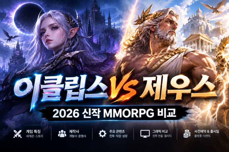 이클립스 vs 제우스 비교｜2026 신작 MMORPG 뭐가 다를까? 제작사부터 그래픽·직업·콘텐츠까지