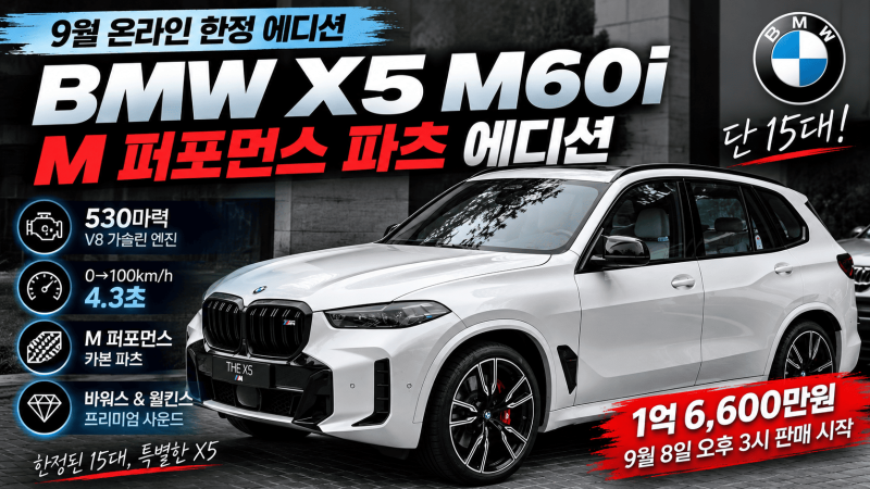 BMW X5 M60i 한정판 │ 530마력 V8에 M 퍼포먼스 파츠, 15대만 판매