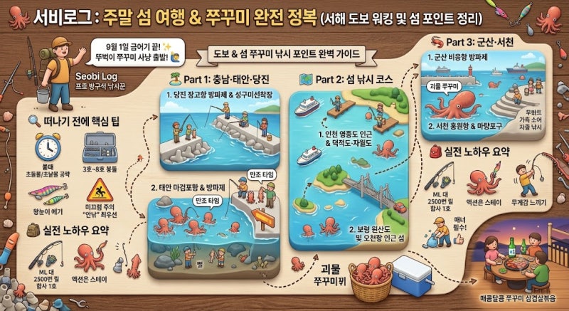 [출조일지] 드디어 쭈꾸미 금어기 해제! ⚓️ 서해안 걸어서 뽀개는 '도보 워킹·섬 쭈꾸미 낚....