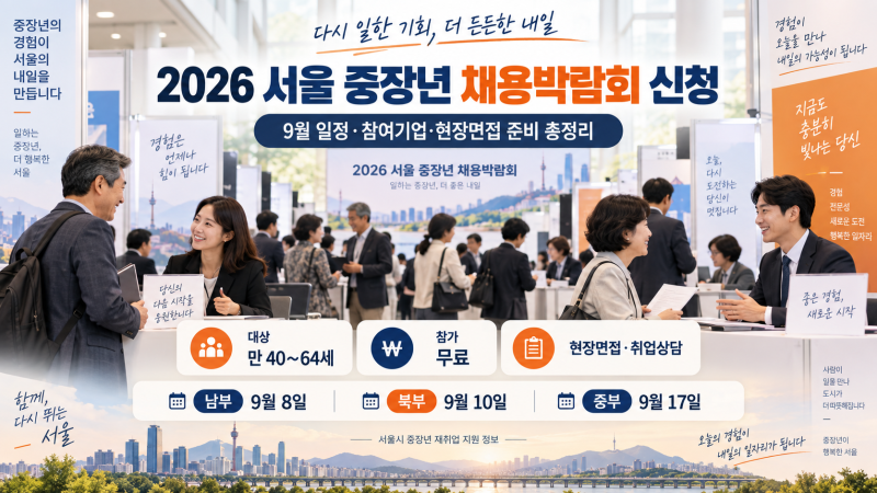 2026 서울 중장년 채용박람회 신청｜9월 일정·참여기업·현장면접 준비 총정리